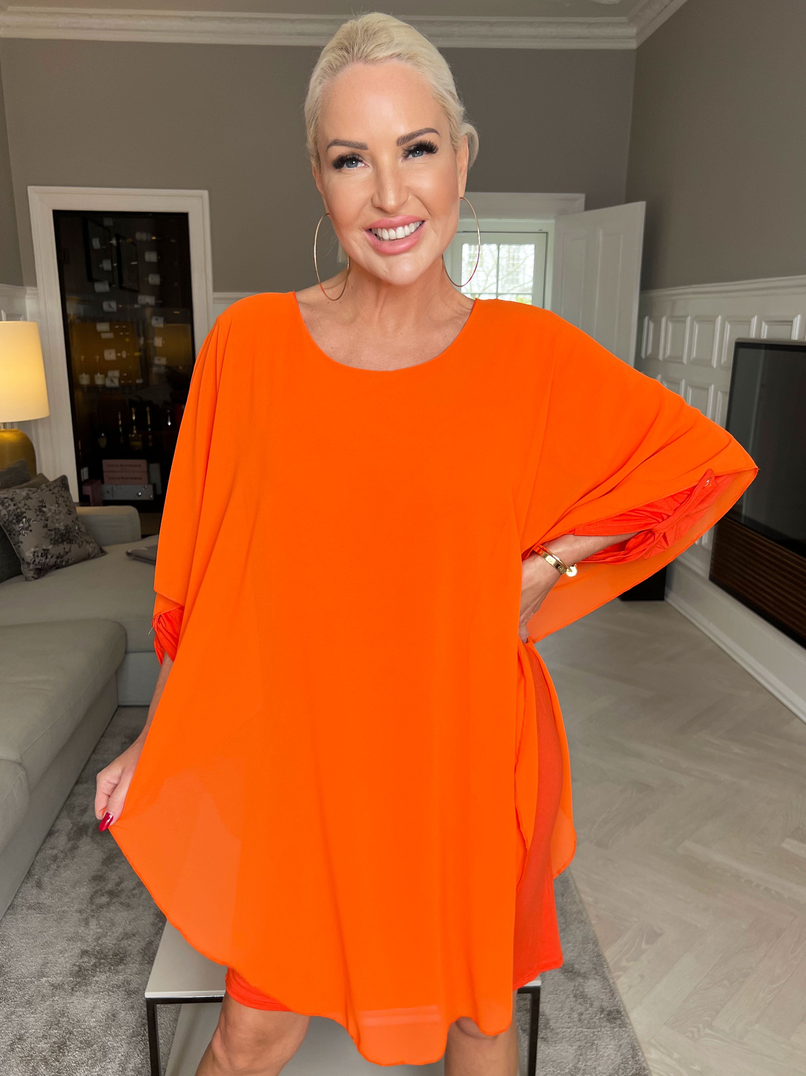 Kenya Long Sleeve - Tunikaklänning med chiffonglager